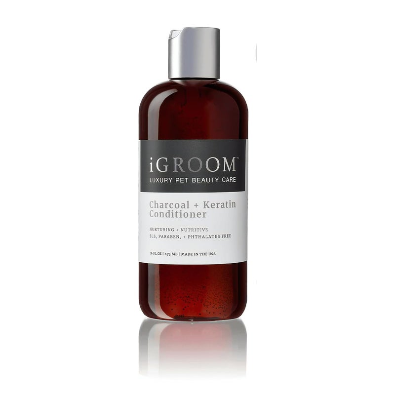 iGroom Charcoal Keratin Dog Conditioner Luxury Pet Beauty Care Repairs Enhances Adds Moisture Made in USA Summer Fig 16oz